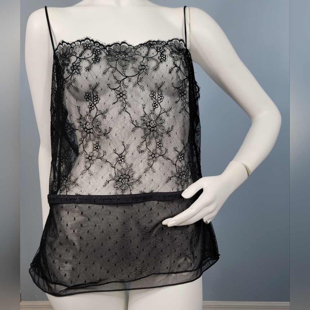 NWT La Perla Black Lace Square Neck Camisole – Size 4 (Large) luxury whimsigoth - Picture 4 of 16
